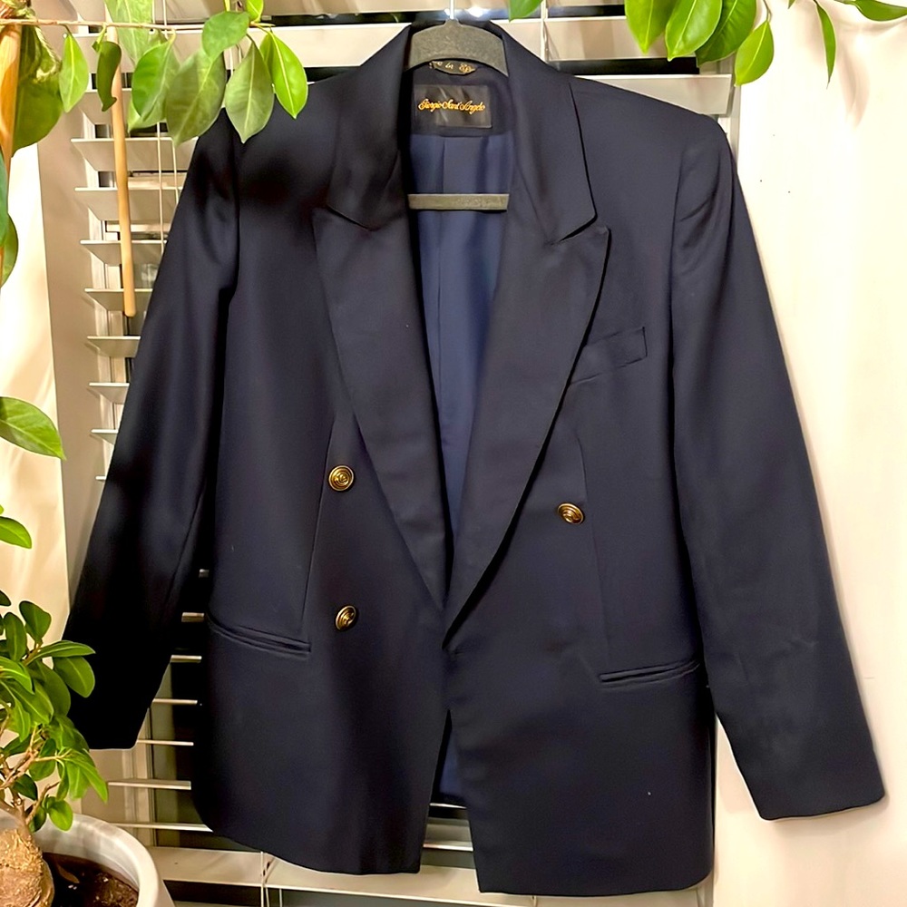 Navy Blue Wool Blazer